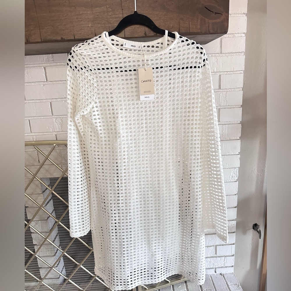 Mango Knit mini white dress